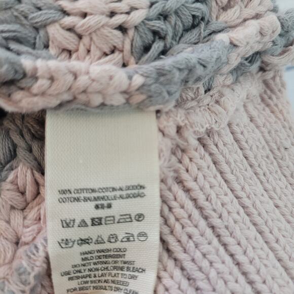 Free People Size XS At The Beach Sweater Pink Striped Chunky Pullover Casual - Picture 12 of 13